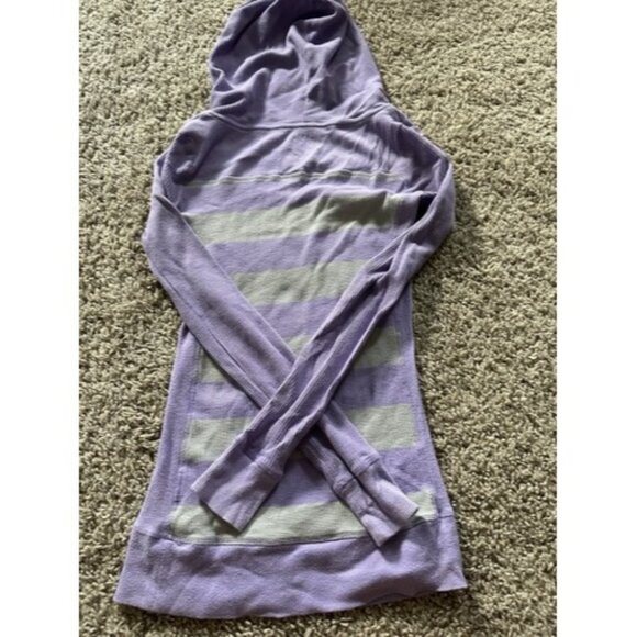 So Long Sleeve Kangroo Pouch Pull Over Long Hood T-Shirt Size XS Purple Gray - Picture 14 of 16